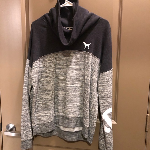 Grey PINK cowlneck sweatshirt - Picture 2 of 3